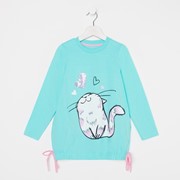 Лонгслив для девочки цвет мятный рост 134 см фото