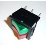 Выключатель с подсветкой 12V, красный/зеленый (ON-OFF) большой 2-х клавишный фото