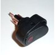 Выключатель с подсветкой 12V, черный с красным глазком (ON-OFF) автомобильный, овальный фото