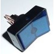 Выключатель с подсветкой 12V, синий (ON-OFF) автомобильный, прямоугольный фотография