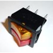 Выключатель с подсветкой 12V, красный/желтый (ON-OFF) большой 2-х клавишный фотография