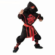 Костюм Ниндзя“Красный дракон“рубашка, брюки, защита, пояс, маска размер 32 рост 128 фото