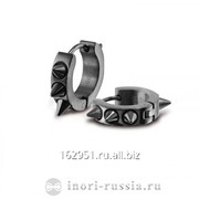 Стальные серьги с черным PVD напылением. Артикул LYER06B фото