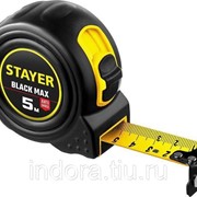 STAYER BlackMax 5м / 25мм рулетка в ударостойком полностью обрезиненном корпусе и двумя фиксаторами фотография