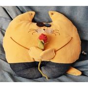 Авторская подушка-игрушка “Кот в джинсах c розой“ 36х36 см фото
