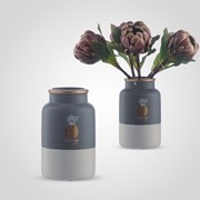 Ваза Керамическая Матовая Серая “Золотистый Ананас“ S фото