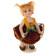 Кукла коллекционная Малышка Кристина в бордовом платье 15 см 136087 фото