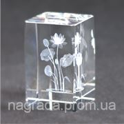 Награда стеклянная с 3D гравировкой цветы KR5080/FLO фото