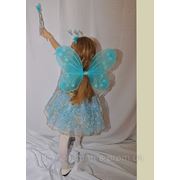 Маскарадные карнавальные сказочные костюмы Кукла Бабочка Фея Принцесса Голубая на 4,5,6 лет фото