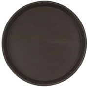Поднос прорезиненный круглый 350х25 мм коричневый [1400CT Brown] фотография