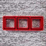 Набор настенных полок 1+3, красные (большая 75*26см, 3 малых 20*20см) фото