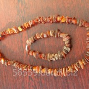 Комплект бусы и браслет из натурального необработанного янтаря фото
