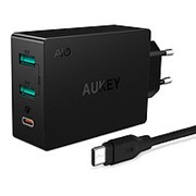Сетевой адаптер Aukey PA-Y4 на 2 USB + type-C Fast Charge Qualcomm QC 3.0 фото