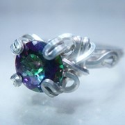 Кольцо с мистическим зеленым топазом (серебро)! фото