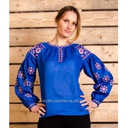 Вишиванка “Столітня“ льон синий фото