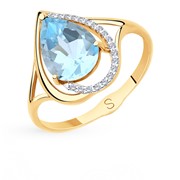 Золотое кольцо с топазами и фианитами SOKOLOV 715577* фото