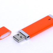 USB-флешка промо на 64 Гб прямоугольной классической формы, оранжевый фотография