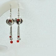 Серьги “Тюльпан с цепочками“ фото