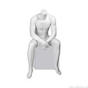 Манекен мужской, скульпутрный, без головы, для одежды в полный рост, цвет белый, сидячий. MD-Smart (headless) Pose 06-01M фото