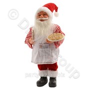 Декорация Дед Мороз в бел,красном с пирогом 40см