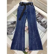 Крутые джинсы с завышенной талией синие фото