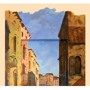 Фреска в интерьере городской пейзаж фото