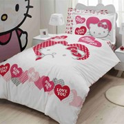 Детский комплект постельного белья Hello Kitty Valentino Ранфорс полуторный