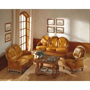 Набор кожаной мебели, диван кровать кожаный, кожаные кресла для офиса фотография