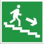 Знак Направление к эвакуационному выходу по лестнице вниз фото