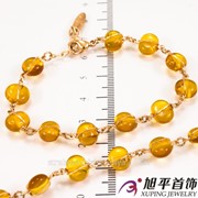 Браслет лимонные золото овальные камушки (под натуральные) в тонком переплете-ниточке, (17-19 см.) 624240(5) фото