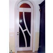 Дверь остекленная, арочная фрамуга, под покраску, натуральное дерево — сосна
