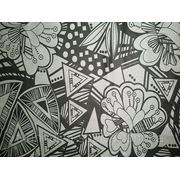 Бифлекс черный с серебристым цветочно-абстрактным рисунком