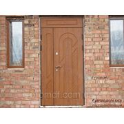 Двустворчатая металлическая дверь с наружными МДФ (16мм) накладками 2020х1300 + фрамуга фото