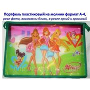 Портфель пластиковый “Winx“, зеленый, 5 девочек (на молнии, формат А4) фото