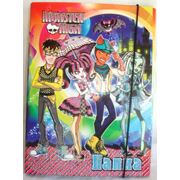 Папка картонная для тетрадей “Monster High -- Свидание“ (на резинке, с глиттером) фото