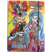 Папка картонная для тетрадей “Monster High“ (на резинке, с глиттером) фото