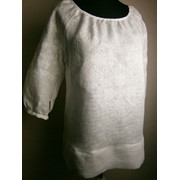 Блуза с вышивкой женская (эко-вышиванка) "Белая ночь" лен 100%