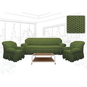 Натяжной чехол на трехместный диван и чехлы на 2 кресла Karbeltex «Престиж. Соты» Euro