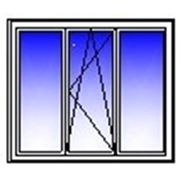 Окно ПВХ трехстворчатое 2050х1400 (кирпич,гл+п/о+гл) фотография