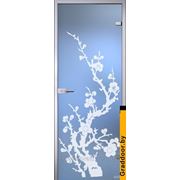 Дверь межкомнатная стеклянная распашная "Сакура". В комплекте с фурнитурой