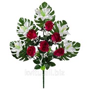 № 303 Букет розы с лилией односторонний, 59 см фото