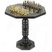 Шахматный стол фигуры Римляне бронза змеевик 60х60х62 см фото