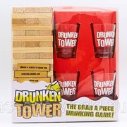 Дженга пьяная башня Drunken Tower Jenga (деревянные блоки-60шт, стеклянные стопки-4шт фото