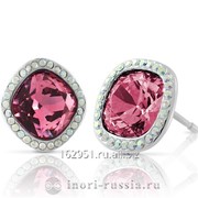 Серьги-гвоздики с розовыми кристаллами Swarovski Артикул INSWER14B