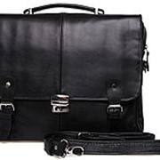 Мужской портфель кожаный черный фото