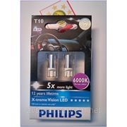 Philips X-tremeVision LED / 6000K / тип лампы W5W / 2 шт./ Гарантия 12 мес.