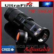 “UItraFire“ 7W 700LM “CREE“ Мини LED светодиодный фонарик с регулируемым фокусом фото