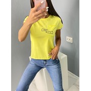 Женская футболка оверсайз с карманом и принтом infinity Желтая
