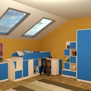 Детская комната Астра мини дуб молочный/голубой