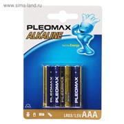 Батарейка алкалиновая Pleomax, AAA, LR03-4BL, 1.5В, блистер, 4 шт. фото